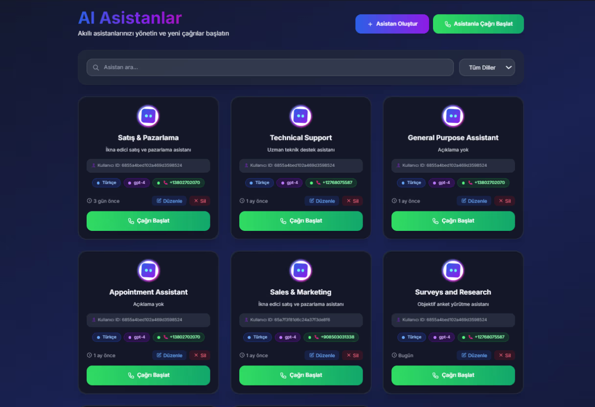 AI Çağrı Merkezi - Otomatik arama sistemi